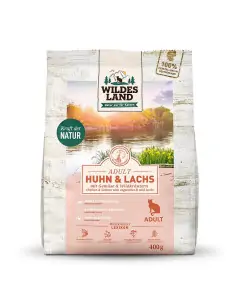 Huhn & Lachs 400g mit Gemüse und Wildkräutern